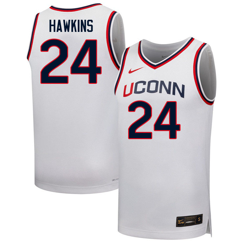 Uconn Huskies #24 Jordan Hawkins College Basketball Jerseys,Uniforms-White
